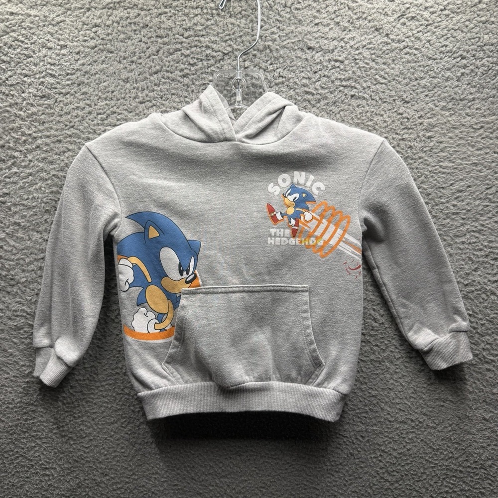 Sonic Hoodie Boy Size 4 Heather Gray Sonic The Hedgehog Pullover Hoodie Size 4